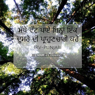 Picture 07 - 1 ਪਤਰਸ 4:9 PANIRV - ਮੱਥੇ ਵੱਟ ਪਾਏ - Bible Verse Picture