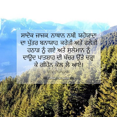 Picture 07 - 1 ਰਾਜਿਆਂ 1:38 PANIRV - ਸਾਦੋਕ ਜਾਜਕ, ਨਾਥਾਨ - Bible Verse Picture