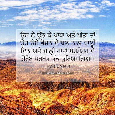 Picture 07 - 1 ਰਾਜਿਆਂ 19:8 PANIRV - ਉਸ ਨੇ ਉੱਠ ਕੇ ਖਾਧਾ - Bible Verse Picture