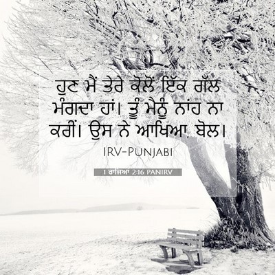 Picture 07 - 1 ਰਾਜਿਆਂ 2:16 PANIRV - ਹੁਣ ਮੈਂ ਤੇਰੇ ਕੋਲੋਂ - Bible Verse Picture