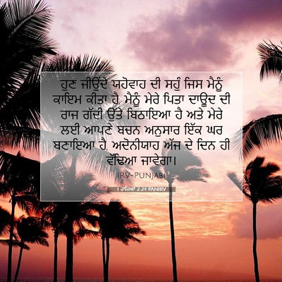 Picture 07 - 1 ਰਾਜਿਆਂ 2:24 PANIRV - ਹੁਣ ਜੀਉਂਦੇ ਯਹੋਵਾਹ - Bible Verse Picture