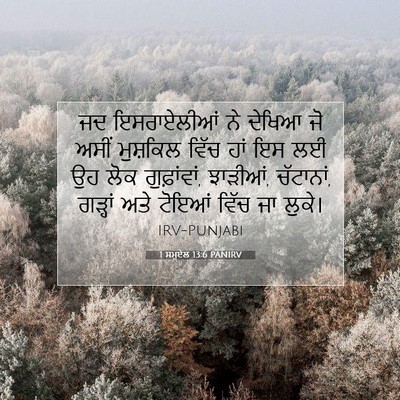 Picture 07 - 1 ਸਮੂਏਲ 13:6 PANIRV - ਜਦ ਇਸਰਾਏਲੀਆਂ ਨੇ - Bible Verse Picture