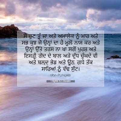 Picture 07 - 1 ਸਮੂਏਲ 15:3 PANIRV - ਸੋ ਹੁਣ ਤੂੰ ਜਾ ਅਤੇ - Bible Verse Picture