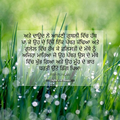 Picture 07 - 1 ਸਮੂਏਲ 17:49 PANIRV - ਅਤੇ ਦਾਊਦ ਨੇ ਆਪਣੀ - Bible Verse Picture
