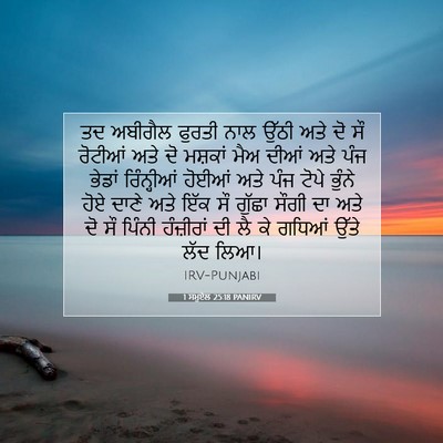Picture 07 - 1 ਸਮੂਏਲ 25:18 PANIRV - ਤਦ ਅਬੀਗੈਲ ਫੁਰਤੀ - Bible Verse Picture