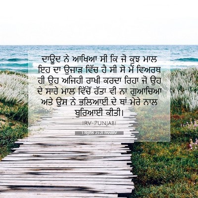 Picture 07 - 1 ਸਮੂਏਲ 25:21 PANIRV - ਦਾਊਦ ਨੇ ਆਖਿਆ ਸੀ ਕਿ - Bible Verse Picture