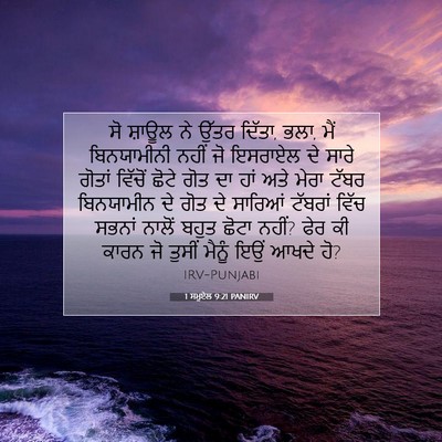 Picture 07 - 1 ਸਮੂਏਲ 9:21 PANIRV - ਸੋ ਸ਼ਾਊਲ ਨੇ ਉੱਤਰ - Bible Verse Picture