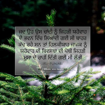 Picture 07 - 2 ਇਤਿਹਾਸ 34:14 PANIRV - ਜਦ ਉਹ ਉਸ ਚਾਂਦੀ ਨੂੰ - Bible Verse Picture