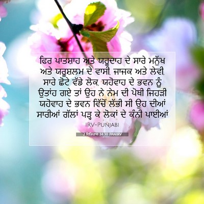 Picture 07 - 2 ਇਤਿਹਾਸ 34:30 PANIRV - ਫਿਰ ਪਾਤਸ਼ਾਹ ਅਤੇ - Bible Verse Picture