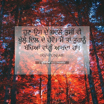 Picture 07 - 2 ਕੁਰਿੰਥੀਆਂ 6:13 PANIRV - ਹੁਣ ਉਸ ਦੇ ਬਦਲੇ - Bible Verse Picture
