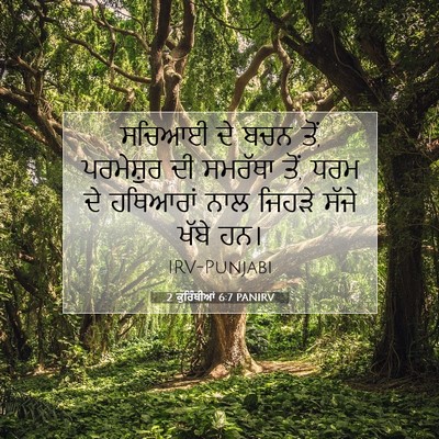 Picture 07 - 2 ਕੁਰਿੰਥੀਆਂ 6:7 PANIRV - ਸਚਿਆਈ ਦੇ ਬਚਨ ਤੋਂ, - Bible Verse Picture