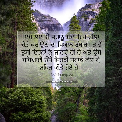 Picture 07 - 2 ਪਤਰਸ 1:12 PANIRV - ਇਸ ਲਈ ਮੈਂ ਤੁਹਾਨੂੰ - Bible Verse Picture