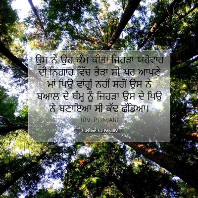 Picture 07 - 2 ਰਾਜਿਆਂ 3:2 PANIRV - ਉਸ ਨੇ ਉਹ ਕੰਮ ਕੀਤਾ - Bible Verse Picture