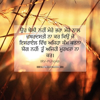 Picture 07 - 2 ਸਮੂਏਲ 13:12 PANIRV - ਉਹ ਬੋਲੀ, ਨਹੀਂ ਮੇਰੇ - Bible Verse Picture