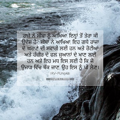 Picture 07 - 2 ਸਮੂਏਲ 16:2 PANIRV - ਰਾਜੇ ਨੇ ਸੀਬਾ ਨੂੰ - Bible Verse Picture