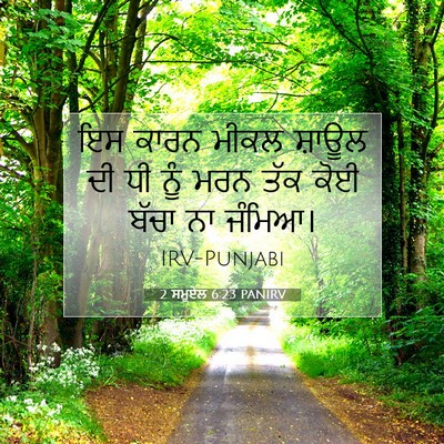 Picture 07 - 2 ਸਮੂਏਲ 6:23 PANIRV - ਇਸ ਕਾਰਨ ਮੀਕਲ ਸ਼ਾਊਲ - Bible Verse Picture