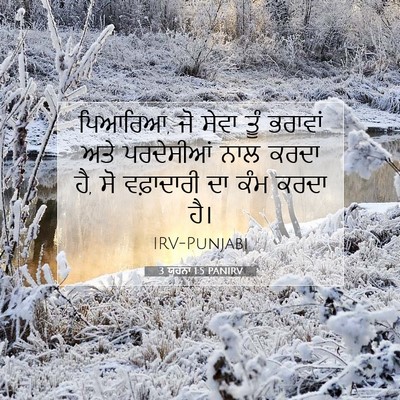 Picture 07 - 3 ਯੂਹੰਨਾ 1:5 PANIRV - ਪਿਆਰਿਆ, ਜੋ ਸੇਵਾ ਤੂੰ - Bible Verse Picture