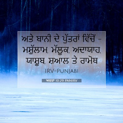 Picture 07 - ਅਜ਼ਰਾ 10:29 PANIRV - ਅਤੇ ਬਾਨੀ ਦੇ - Bible Verse Picture