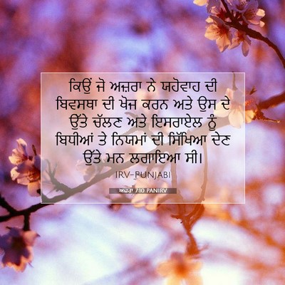 Picture 07 - ਅਜ਼ਰਾ 7:10 PANIRV - ਕਿਉਂ ਜੋ ਅਜ਼ਰਾ ਨੇ - Bible Verse Picture