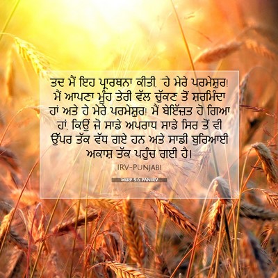 Picture 07 - ਅਜ਼ਰਾ 9:6 PANIRV - ਤਦ ਮੈਂ ਇਹ ਪ੍ਰਾਰਥਨਾ - Bible Verse Picture