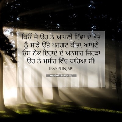 Picture 07 - ਅਫ਼ਸੀਆਂ 1:9 PANIRV - ਕਿਉਂ ਜੋ ਉਹ ਨੇ ਆਪਣੀ - Bible Verse Picture