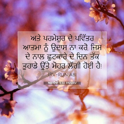 Picture 07 - ਅਫ਼ਸੀਆਂ 4:30 PANIRV - ਅਤੇ ਪਰਮੇਸ਼ੁਰ ਦੇ - Bible Verse Picture