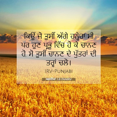 Picture 07 - ਅਫ਼ਸੀਆਂ 5:8 PANIRV - ਕਿਉਂ ਜੋ ਤੁਸੀਂ ਅੱਗੇ - Bible Verse Picture