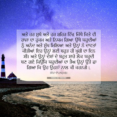 Picture 07 - ਅਸਤਰ 8:17 PANIRV - ਅਤੇ ਹਰ ਸੂਬੇ ਅਤੇ ਹਰ - Bible Verse Picture