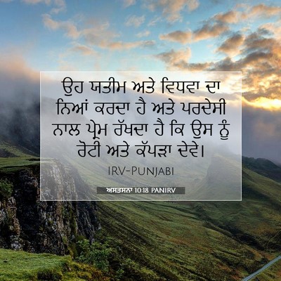 Picture 07 - ਅਸਤਸਨਾ 10:18 PANIRV - ਉਹ ਯਤੀਮ ਅਤੇ ਵਿਧਵਾ - Bible Verse Picture
