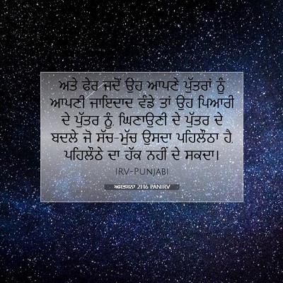 Picture 07 - ਅਸਤਸਨਾ 21:16 PANIRV - ਅਤੇ ਫੇਰ ਜਦੋਂ ਉਹ - Bible Verse Picture