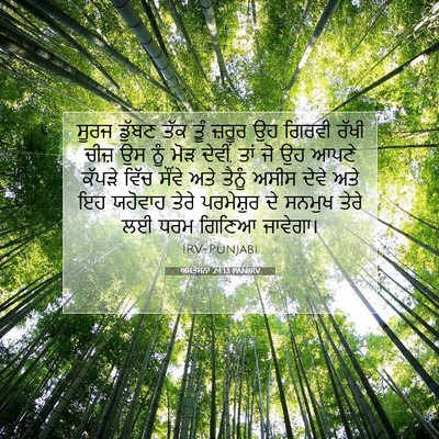 Picture 07 - ਅਸਤਸਨਾ 24:13 PANIRV - ਸੂਰਜ ਡੁੱਬਣ ਤੱਕ ਤੂੰ - Bible Verse Picture