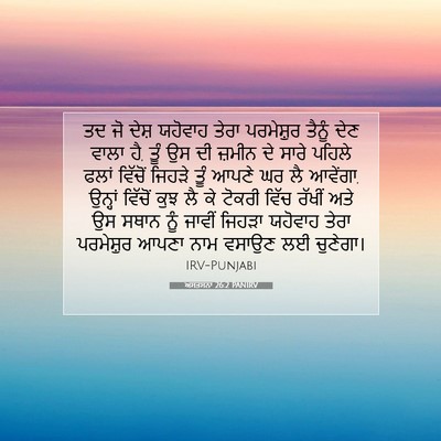 Picture 07 - ਅਸਤਸਨਾ 26:2 PANIRV - ਤਦ ਜੋ ਦੇਸ਼ ਯਹੋਵਾਹ - Bible Verse Picture