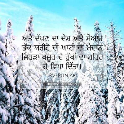 Picture 07 - ਅਸਤਸਨਾ 34:3 PANIRV - ਅਤੇ ਦੱਖਣ ਦਾ ਦੇਸ਼ - Bible Verse Picture