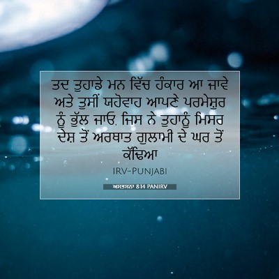 Picture 07 - ਅਸਤਸਨਾ 8:14 PANIRV - ਤਦ ਤੁਹਾਡੇ ਮਨ ਵਿੱਚ - Bible Verse Picture