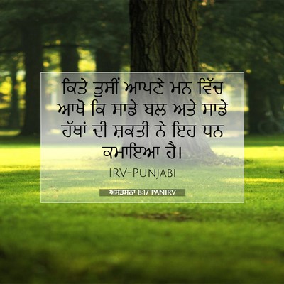 Picture 07 - ਅਸਤਸਨਾ 8:17 PANIRV - ਕਿਤੇ ਤੁਸੀਂ ਆਪਣੇ ਮਨ - Bible Verse Picture