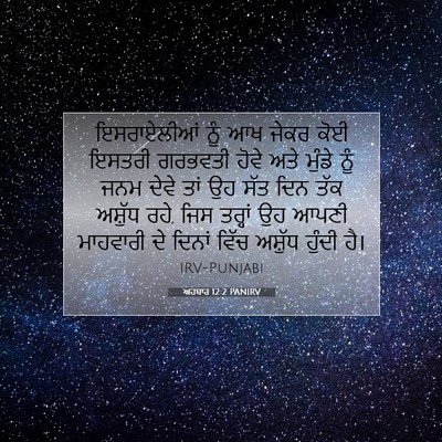 Picture 07 - ਅਹਬਾਰ 12:2 PANIRV - ਇਸਰਾਏਲੀਆਂ ਨੂੰ ਆਖ - Bible Verse Picture