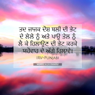 Picture 07 - ਅਹਬਾਰ 14:24 PANIRV - ਤਦ ਜਾਜਕ ਦੋਸ਼ ਬਲੀ ਦੀ - Bible Verse Picture