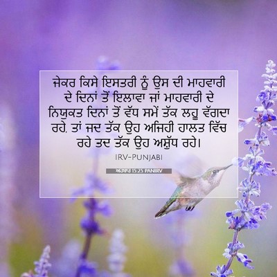 Picture 07 - ਅਹਬਾਰ 15:25 PANIRV - ਜੇਕਰ ਕਿਸੇ ਇਸਤਰੀ - Bible Verse Picture