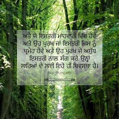 Picture 07 - ਅਹਬਾਰ 15:33 PANIRV - ਅਤੇ ਜੋ ਇਸਤਰੀ - Bible Verse Picture