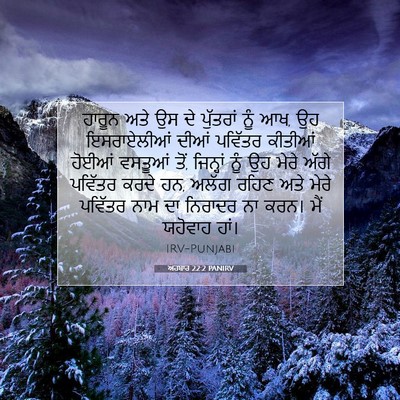 Picture 07 - ਅਹਬਾਰ 22:2 PANIRV - ਹਾਰੂਨ ਅਤੇ ਉਸ ਦੇ - Bible Verse Picture