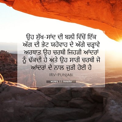 Picture 07 - ਅਹਬਾਰ 3:3 PANIRV - ਉਹ ਸੁੱਖ-ਸਾਂਦ ਦੀ ਬਲੀ - Bible Verse Picture