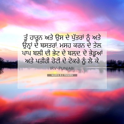 Picture 07 - ਅਹਬਾਰ 8:2 PANIRV - ਤੂੰ ਹਾਰੂਨ ਅਤੇ ਉਸ ਦੇ - Bible Verse Picture