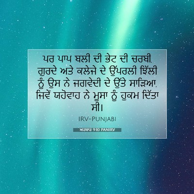Picture 07 - ਅਹਬਾਰ 9:10 PANIRV - ਪਰ ਪਾਪ ਬਲੀ ਦੀ ਭੇਟ - Bible Verse Picture