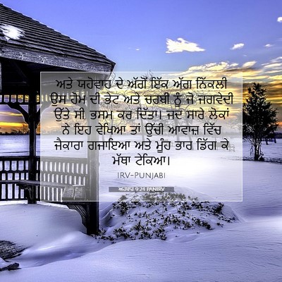 Picture 07 - ਅਹਬਾਰ 9:24 PANIRV - ਅਤੇ ਯਹੋਵਾਹ ਦੇ - Bible Verse Picture