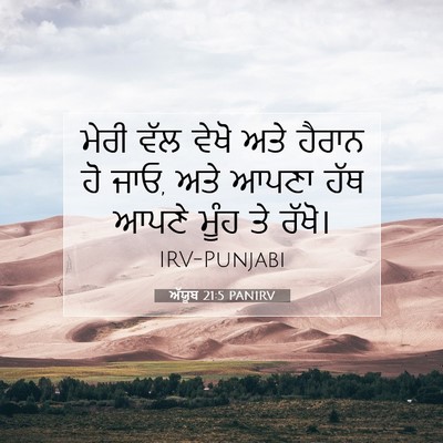 Picture 07 - ਅੱਯੂਬ 21:5 PANIRV - ਮੇਰੀ ਵੱਲ ਵੇਖੋ ਅਤੇ - Bible Verse Picture