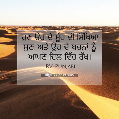 Picture 07 - ਅੱਯੂਬ 22:22 PANIRV - ਹੁਣ ਉਹ ਦੇ ਮੂੰਹ ਦੀ - Bible Verse Picture