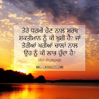 Picture 07 - ਅੱਯੂਬ 22:3 PANIRV - ਤੇਰੇ ਧਰਮੀ ਹੋਣ ਨਾਲ - Bible Verse Picture