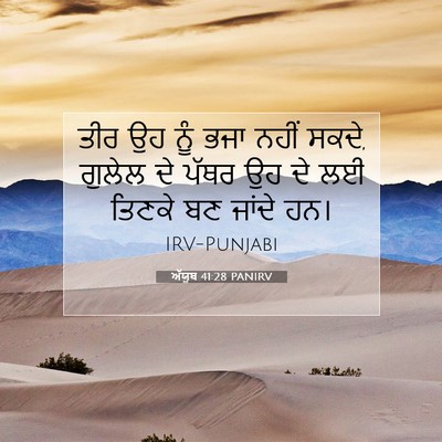 Picture 07 - ਅੱਯੂਬ 41:28 PANIRV - ਤੀਰ ਉਹ ਨੂੰ ਭਜਾ ਨਹੀਂ - Bible Verse Picture