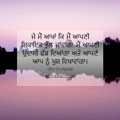 Picture 07 - ਅੱਯੂਬ 9:27 PANIRV - ਜੇ ਮੈਂ ਆਖਾਂ ਕਿ ਮੈਂ - Bible Verse Picture