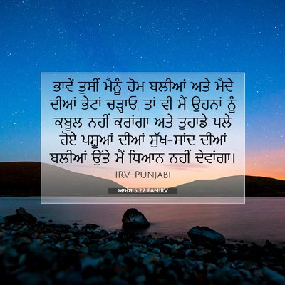 Picture 07 - ਆਮੋਸ 5:22 PANIRV - ਭਾਵੇਂ ਤੁਸੀਂ ਮੈਨੂੰ - Bible Verse Picture